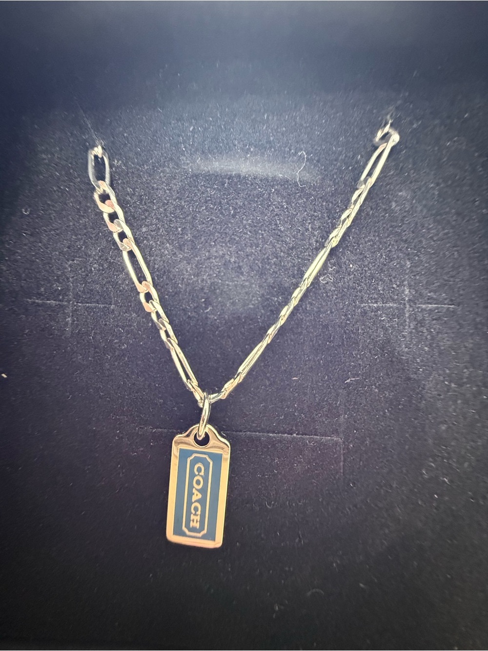 NWOT Coach Sterling Silver Necklace with Blue Logo Tag - Picture 6 of 6